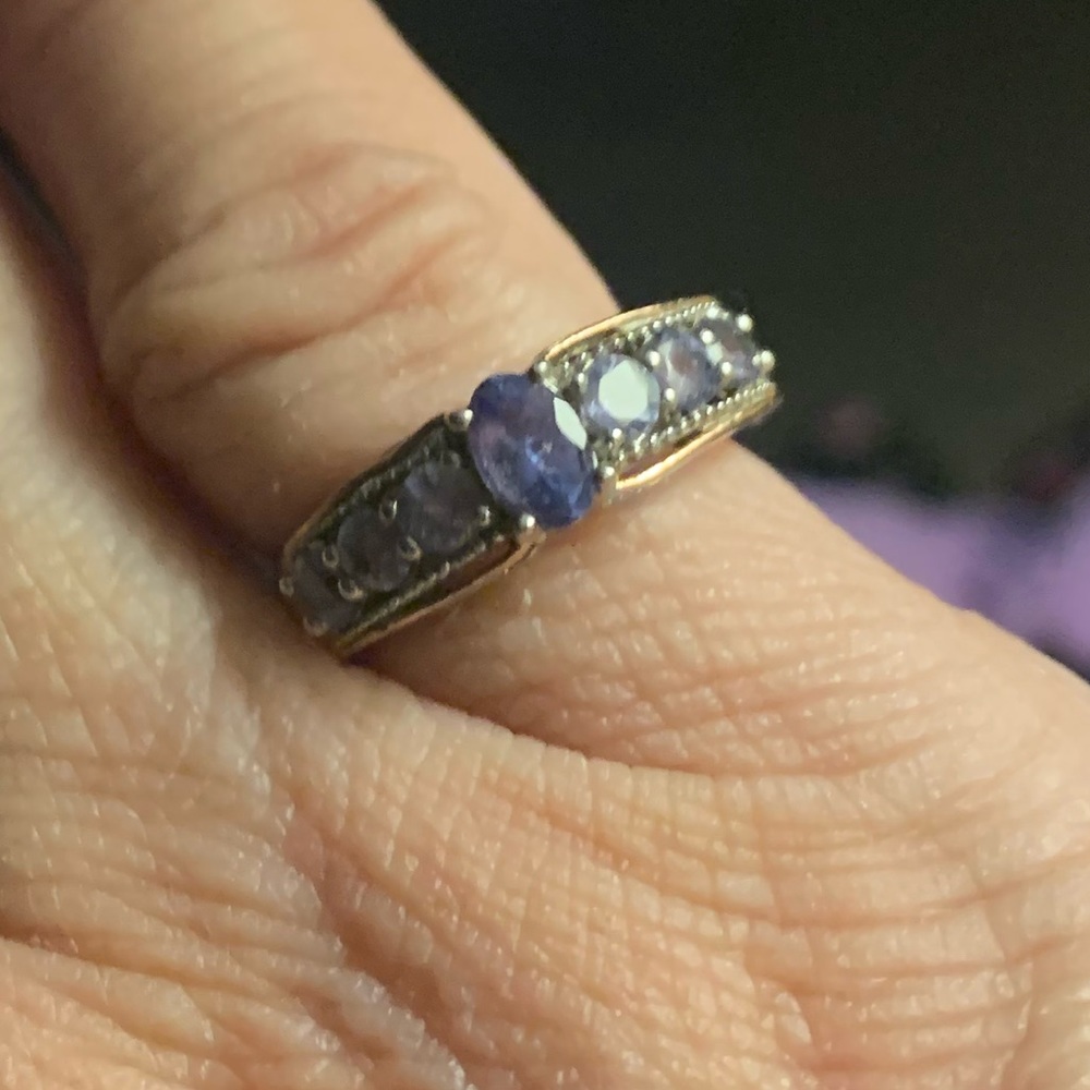 Genuine Tanzanite sterling silver ring 1 ctw - Picture 7 of 8